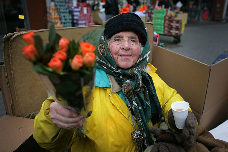 Rag market stalwart and flower seller Kate Kelly, who has been selling flowers at Birmingham Bull Ring Market for 47 years, waits for customers on February 29, 2008. The Bull Ring Market has been voted the best market in England by the National Association of Best Market Authorities. Judges praised it’s friendliness and value for money