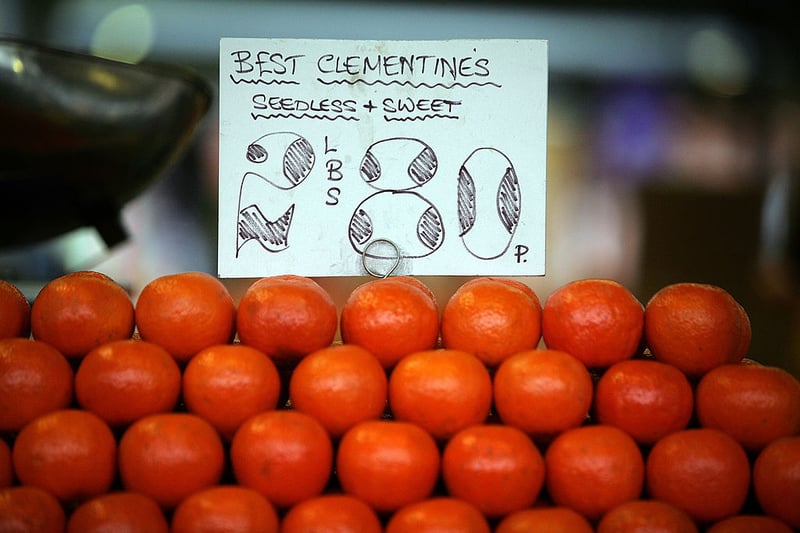 Clementines priced at eighty pence for two pounds on sale at  the Bull Ring Market on  February 29 , 2008 after the market was voted the best market in England by the National Association of Best Market Authorities. Judges praised it’s friendliness and value for money