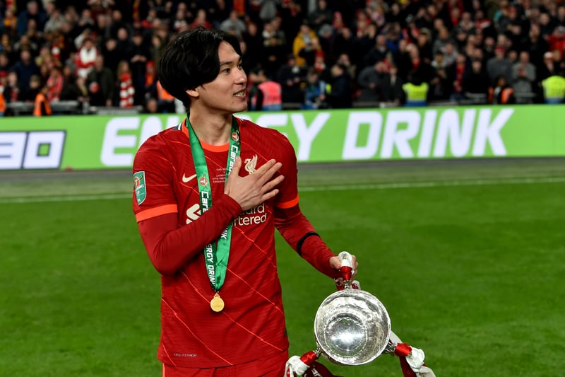 The Japan international’s team-mates ensured he was at the centre of the Wembley celebrations. Scored against Norwich in the Carabao Cup earlier this season.