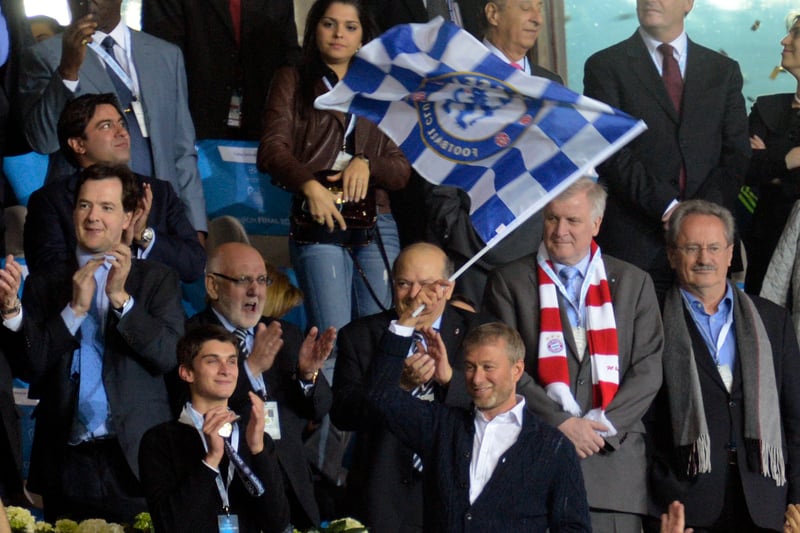 Russian owner Roman Abramovich waves a flag after the UEFA Champions League final football match between FC Bayern Muenchen and Chelsea FC on May 19, 2012