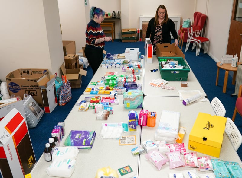 Organisations across the UK are gathering essential supplies, such as clothes, first aid and sanitary products to be donated to people moving from Ukraine to other nations. Many charities and community groups will have lists of items they need.