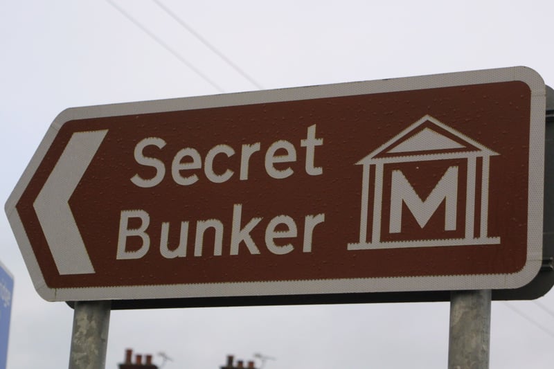 A sign welcoming visitors to the Hack Green Nuclear Bunker in Cheshire. 