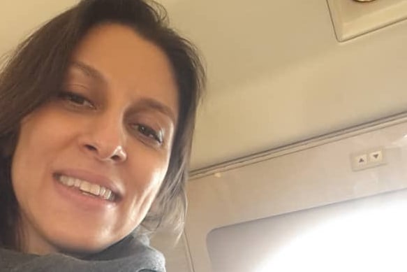 Nazanin shares a selfie on her flight home 