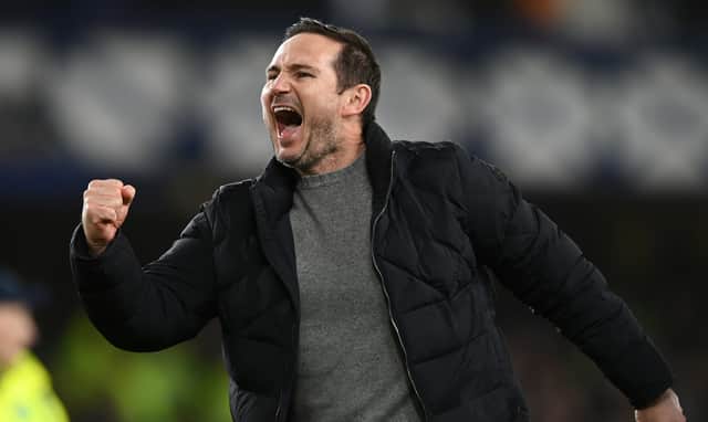 Frank Lampard celebrates Everton’s victory over Newcastle United. Picture: Michael Regan/Getty Images