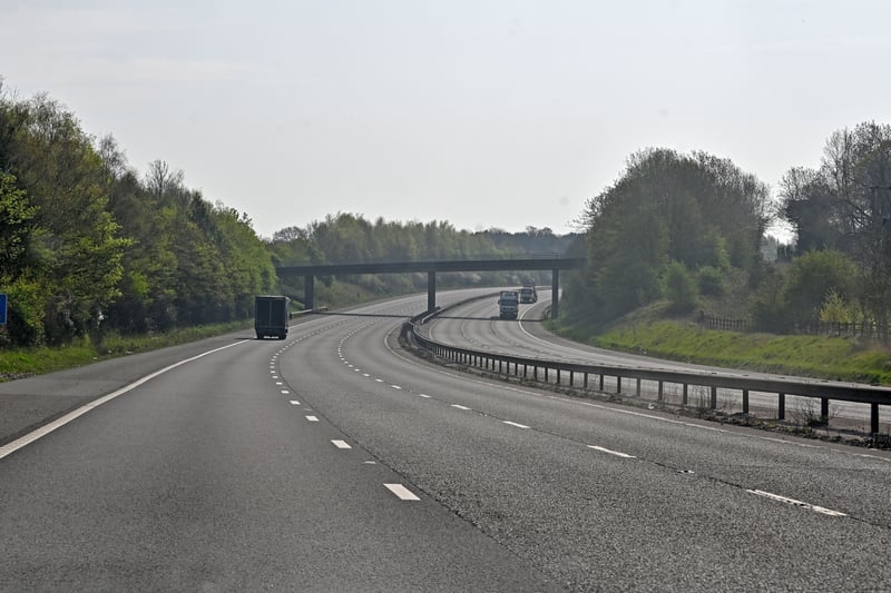 Traffic moves smoothly on a near-desrted M40 near Birmingham  