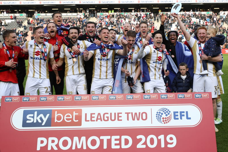 MK Dons defeated Mansfield Town in a final day shootout to be promoted. Paul Tisdale’s men won 23 of their matches with 79 points on the board. 