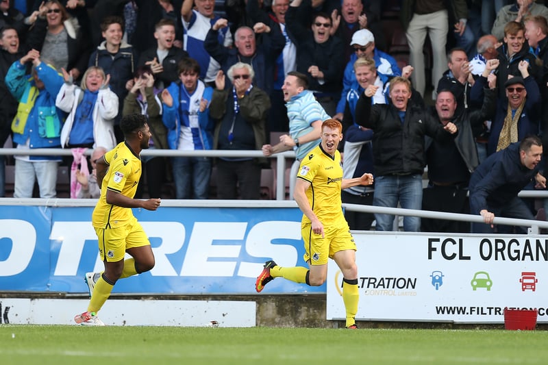 Bristol Rovers claimed back-to-back promotions as they pipped Accrington Stanley to third on goal difference. Darrell Clarke’s side won 24 out of the 46 matches that season. 