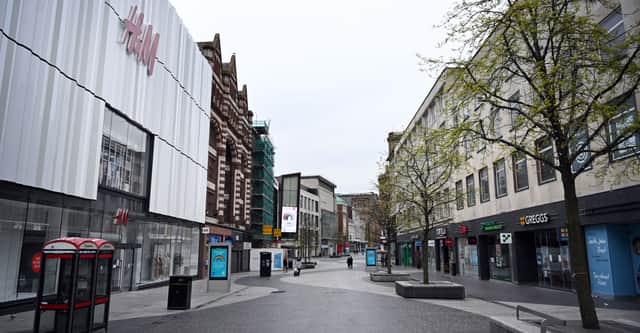 Lord Street stands empty during the nationwide lockdown because of the coronavirus outbreak.