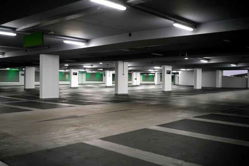 A deserted Liverpool One shopping centre car park.