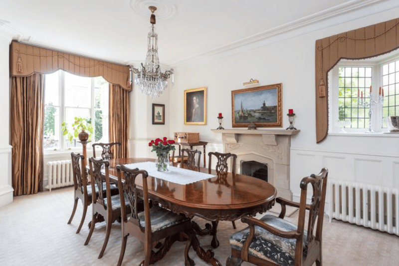 The dining room is the perfect spot for dinner parties