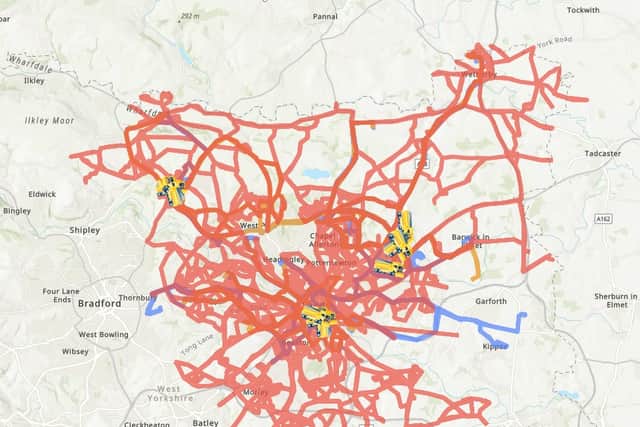 A Leeds City Council map showing the areas that have been gritted. Correct as of 7.02am on Thursday, March 31.