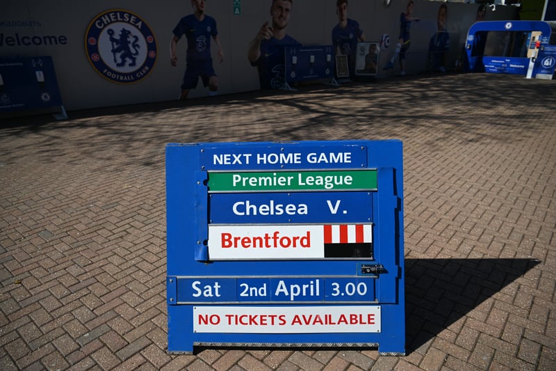 A cute board announcing the big game between Chelsea and Brentford 