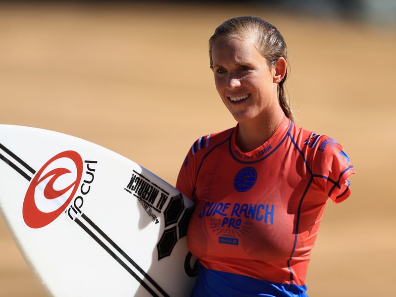 Bethany Hamilton suffered a tragedy when her arm was bitten off by a tiger shark when surfing, aged 13. Just over a year after the attack she won her first National Title and went pro. She has been surfing competitively ever since.  