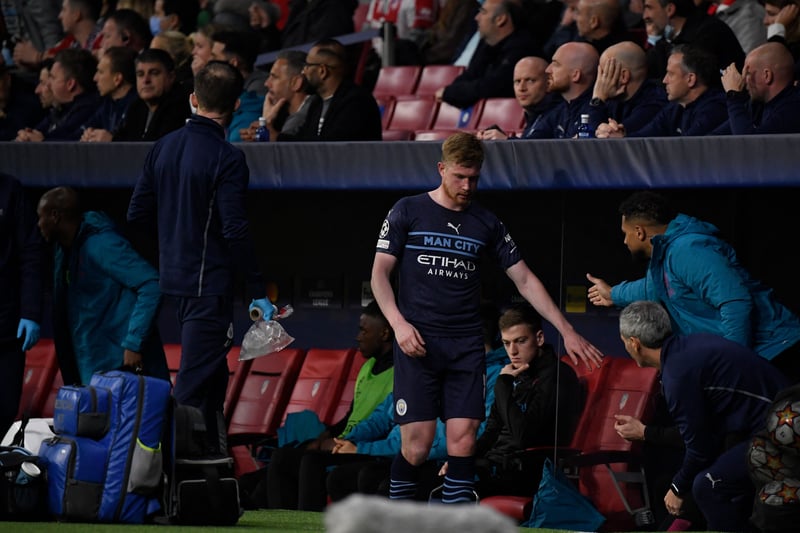 Another member of Guardiola’s squad who was forced off on Wednesday due to injury, Kevin De Bruyne was seen icing his leg following his withdrawal in the 65th-minute.