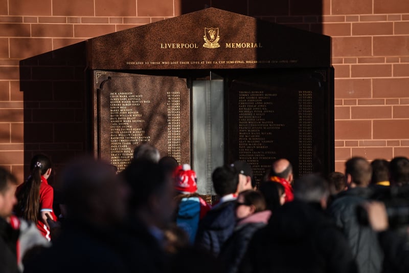The Hillsborough memorial was situated alongside the Shankly Gates before it was moved next to 96 Avenue in front of the redeveloped main stand in 2016