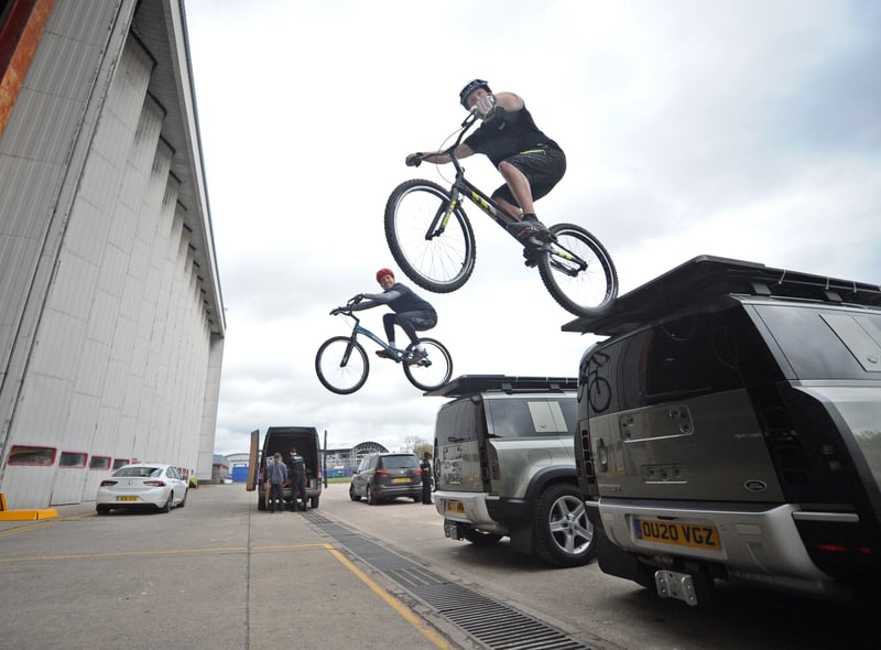 The mountain bike stunts are sure to have you holding your breath