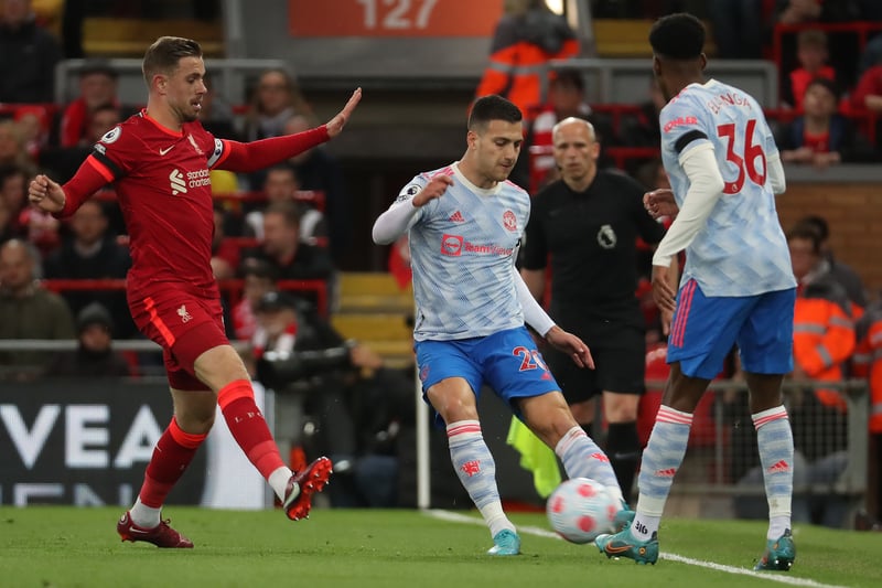 Had a difficult start on the left of a back five, and Salah, Jordan Henderson and Trent Alexander-Arnold combined down his side. Dalot was switched to the right and had a little more joy.