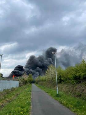 An image from a passer-by of the Recycling Lives fire 
