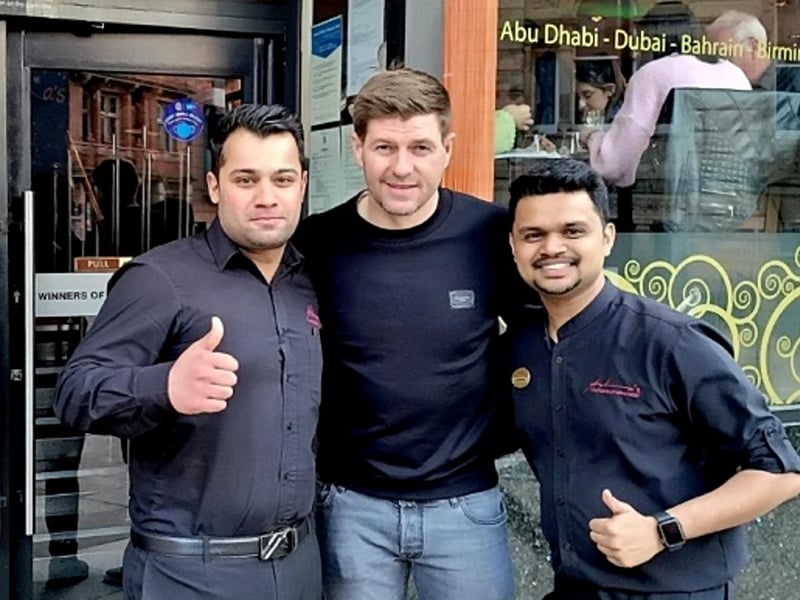 Staff at Asha’s were excited to welcome Aston Villa manager Steven Gerrard to their restaurant in April