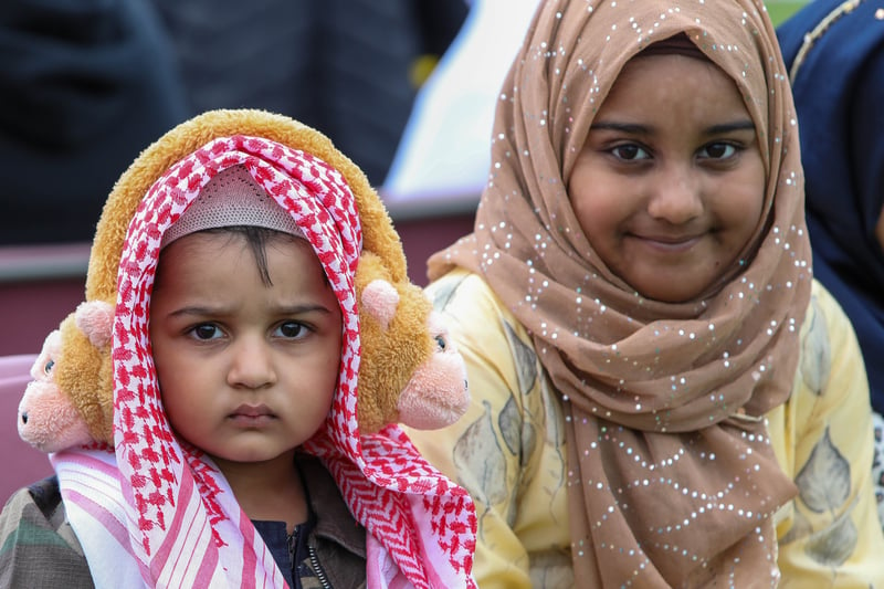 Mubashir, 2, and Yasharah, 8, celebrating Eid in Small Heath Park