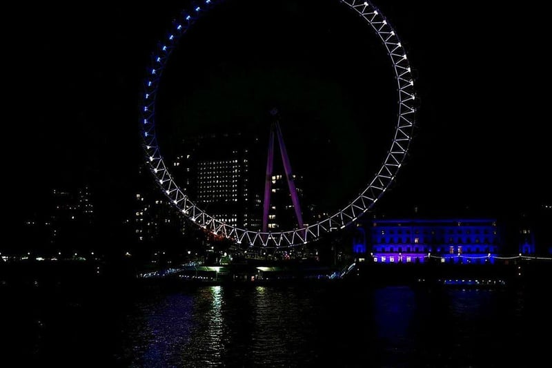 The London Eye was illuminated with a special crescent moon light display to mark Eid al-Fitr