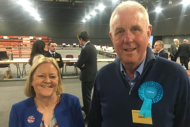 John Duncan, chairman of the Conservative and Unionist Association of Aberdeenshire, with Councillor Ann Ross, who held her seat in Banchory and Mid Deeside.