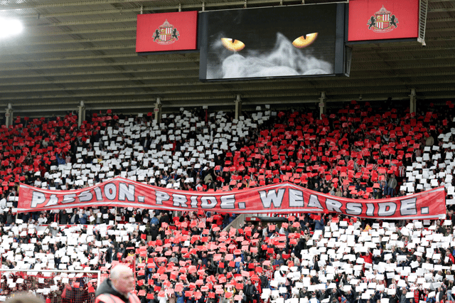 Sunderland fans put on a colourful display ahead of the play-off semi-final first leg against Sheffield Wednesday (PA)