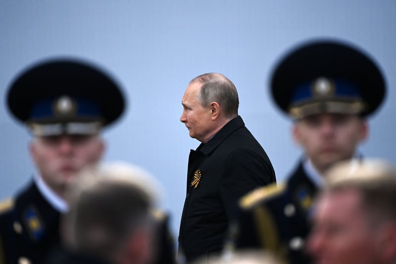Vladimir Putin arrives to watch the Victory Day military parade at Red Square in central Moscow (AFP via Getty Images)