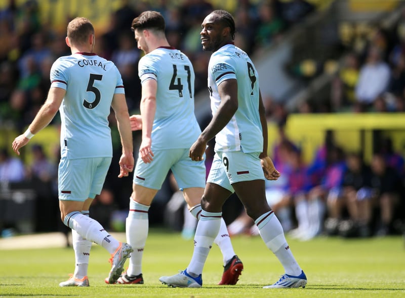 Start of season overall squad market value: £255.38m. Current squad market value: £313.88m. Overall percentage change: +22.9%. Most valuable player: Declan Rice (estimated market value = £67.5m)