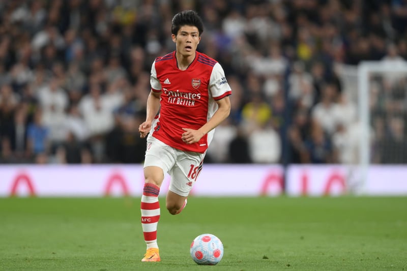 With Ben White and Gabriel looking unlikely to be fit, the Japan international will move to right-sided centre back. (Photo by Mike Hewitt/Getty Images)