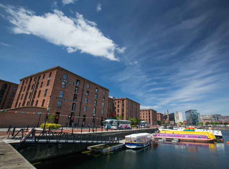 A daytime view of Albert Dock in the cultural quarter of Liverpool.