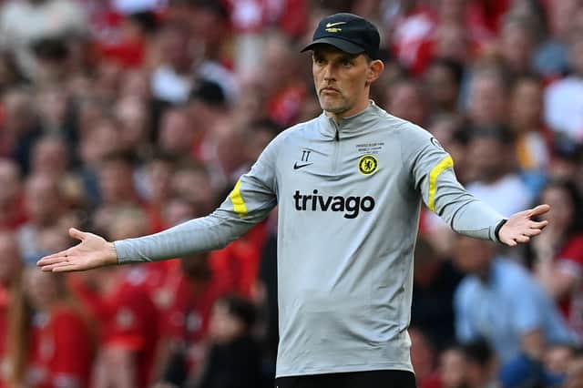  Thomas Tuchel reacts during the English FA Cup final football match between Chelsea and Liverpool (Photo by GLYN KIRK/AFP via Getty Images)
