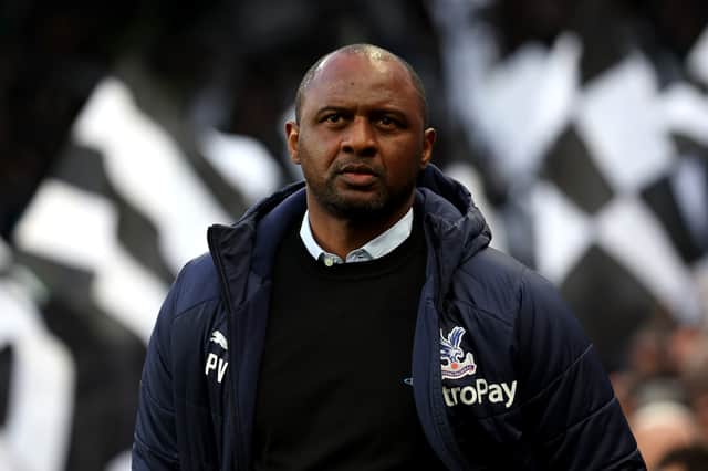 Patrick Vieira, Manager of Crystal Palace looks on prior to the Premier League match (Photo by Ian MacNicol/Getty Images)