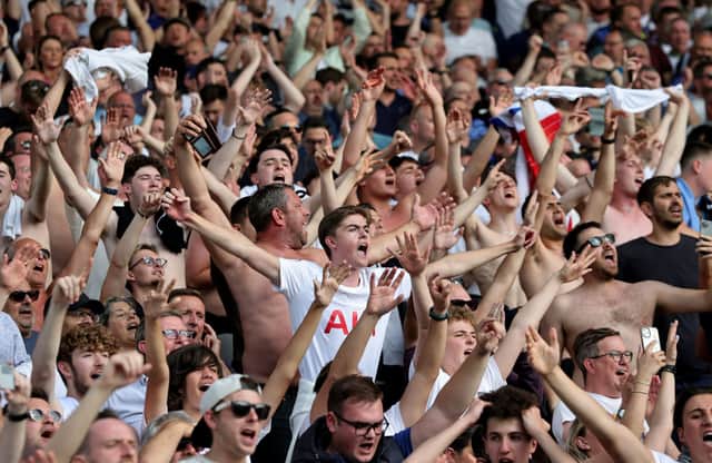 Tottenham Hotspur fans celebrate. (Photo by David Rogers/Getty Images)