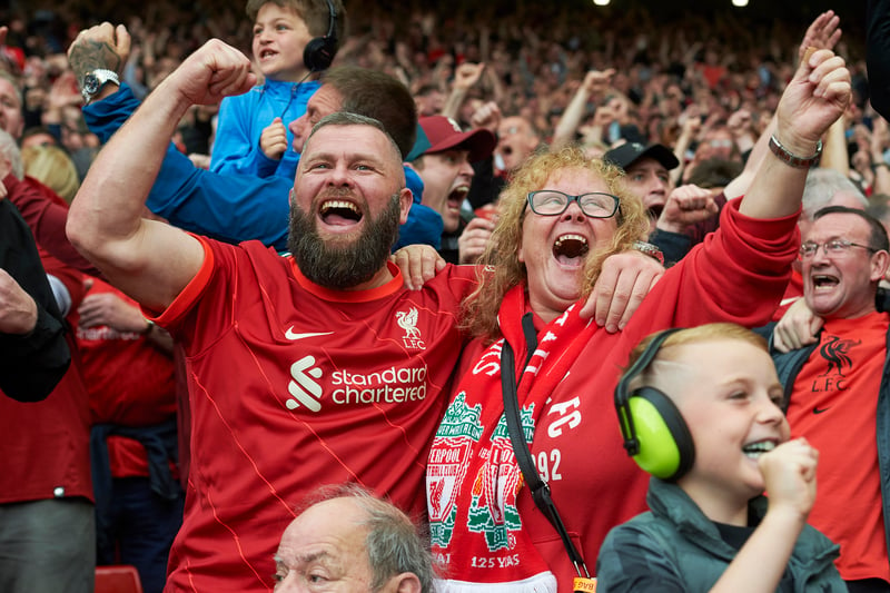 Liverpool fans inside Anfield during win against Wolves