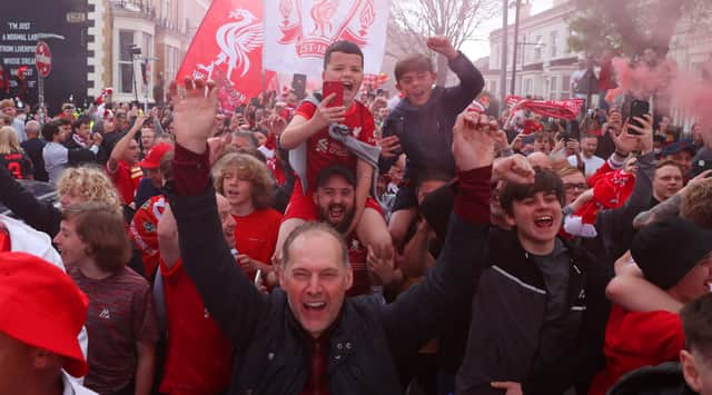 Liverpool fans welcome in the team bus at Anfield before the defeat of Wolves. Picture: Alex Livesey/Getty Images