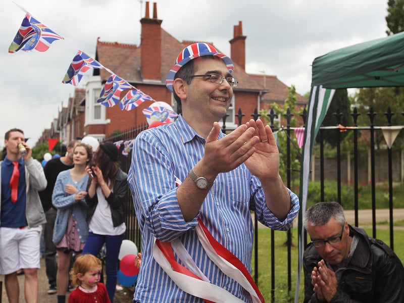 Residents of All Saints Road watch Peter Boizot officially open their street party to celebrate the Queen's Diamond Jubilee on Tuesday 5th June 2012. 