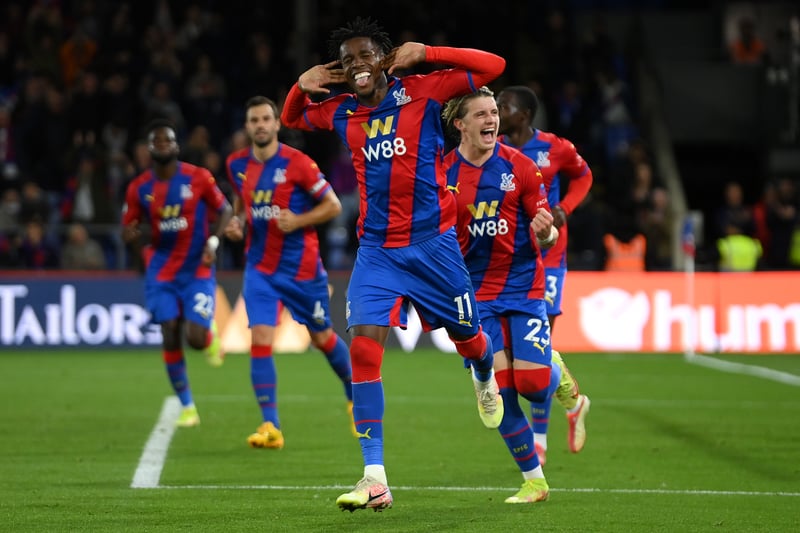Wilfried Zaha of Crystal Palace celebrates after scoring 