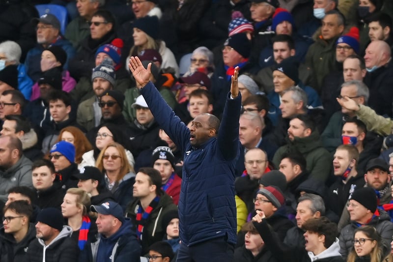 Patrick Vieira, Manager of Crystal Palace reacts during the Premier League match between Crystal Palace  and  Liverpool 