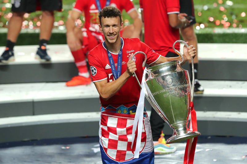 Ivan Perisic of FC Bayern Munich celebrates with the UEFA Champions League Trophy
