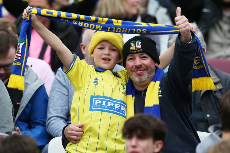 Fans of Solihull Moors show their support prior to the Vanarama National League Final match between Solihull Moors and Grimsby Town at London Stadium