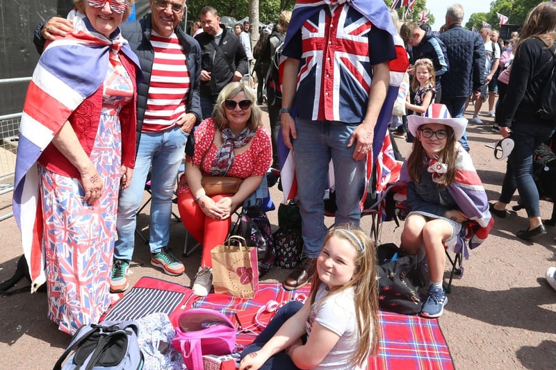 People of all ages gathered on the Mall near Buckingham Palace over the weekend.
