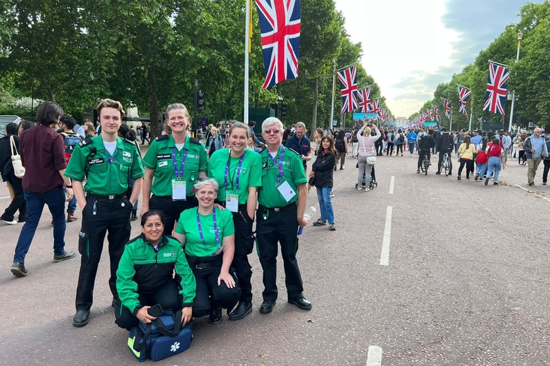 St John’s Ambulance volunteers keeping everyone safe at the Jubilee Pageant