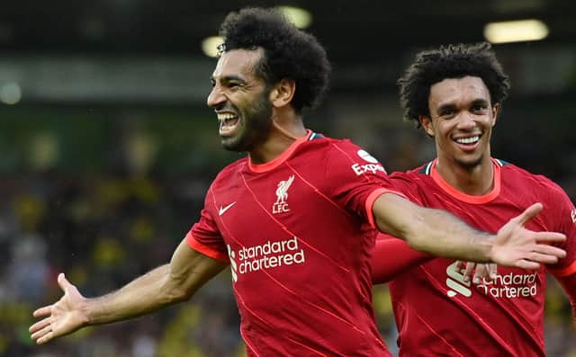 Mo Salah and Trent Alexander-Arnold were both named in the PFA Team of the Year. Picture: JUSTIN TALLIS/AFP via Getty Images
