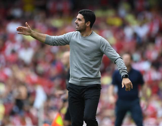 Arsenal manager Mikel Arteta during the Premier League match between Arsenal and Everton  (Photo by Stuart MacFarlane/Arsenal FC via Getty Images)
