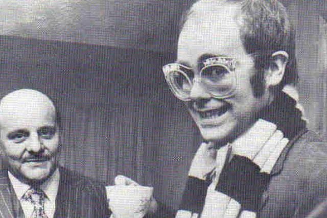With the club in financial trouble in the mid 80s - the Coombs family sold the club to former Walsall F.C. chairman Ken Wheldon (pictured with Elton John in 1978)