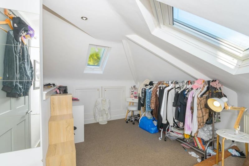 The interesting room shapes continue in the loft, with this quirky design offering a fun space
