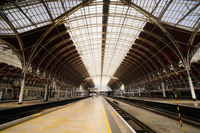 A general view of an empty platform at Paddington Station in London (PA)