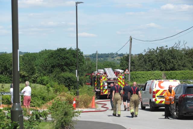 Firefighters tackling the gas leak in Wessington  