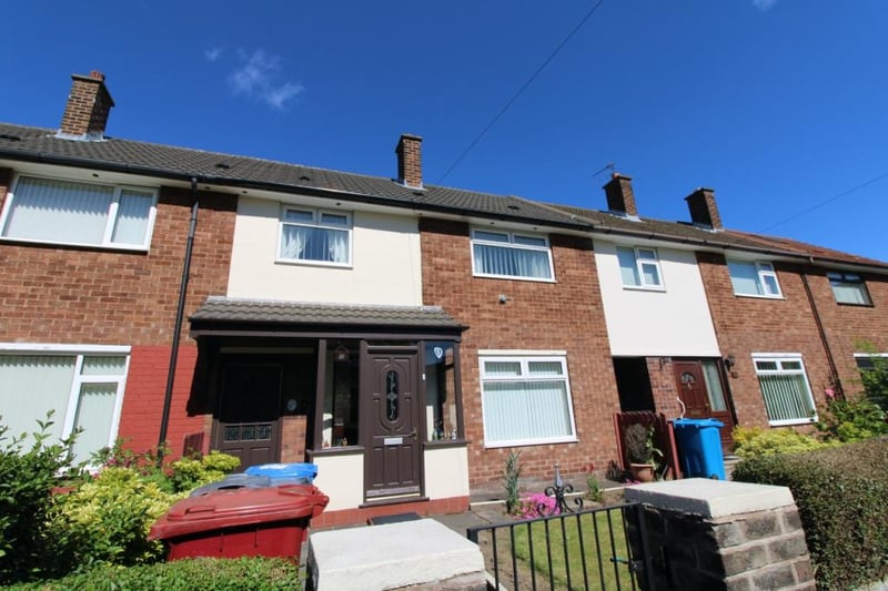 This terrace house has three bedrooms and one bathroom. It features a large back garden as well as a small grassed area at the front of the property. 